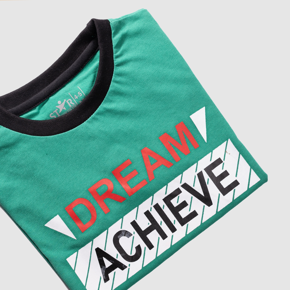 Boys Green T-Shirt – “Dream Achieve Live”