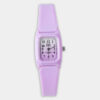 Key Features: Bright purple design for a fun and stylish look Square dial with bold, easy-to-read numbers Comfortable, durable silicone strap Quartz movement for precise timekeeping Water-resistant for everyday use Ideal for birthdays, school gifts, or special occasions