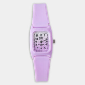 Key Features: Bright purple design for a fun and stylish look Square dial with bold, easy-to-read numbers Comfortable, durable silicone strap Quartz movement for precise timekeeping Water-resistant for everyday use Ideal for birthdays, school gifts, or special occasions