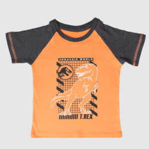Kids Jurassic World T-Rex Orange and Black T-Shirt