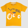 Boys' mustard yellow t-shirt with "King of the Road" and tricycle graphic