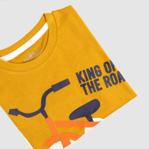 Boys' Mustard Yellow "King of the Road" Tricycle Graphic T-Shirt – 100% Cotton