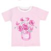 Kids' pink t-shirt with floral jar graphic and 