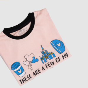 Kids' Pink T-Shirt with "Favorite Things" Graphic and Cartoon Icons