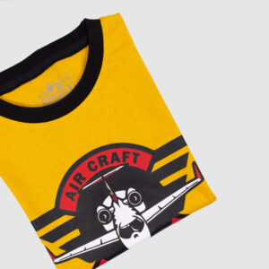 Kids' Yellow T-Shirt with "Air Craft Adventure" Airplane Graphic