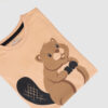 Boys' Light Peach T-Shirt with Cute Beaver Cartoon Print – Soft Cotton Tee