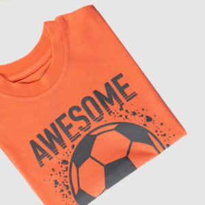 Kids' Orange "Awesome Game" Soccer Print T-Shirt