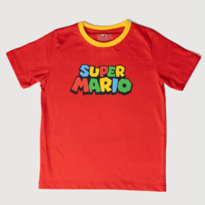 Boys Red Super Mario T-Shirt with Multicolor Logo