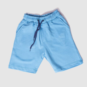 Light blue kids shorts Cotton shorts for toddlers Summer shorts for kids Everyday wear kids clothing Boys cotton shorts Soft breathable shorts Made in Pakistan kidswear Drawstring shorts for children