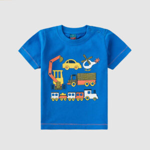 Boys Blue Vehicle Print T-Shirt and Shorts Set