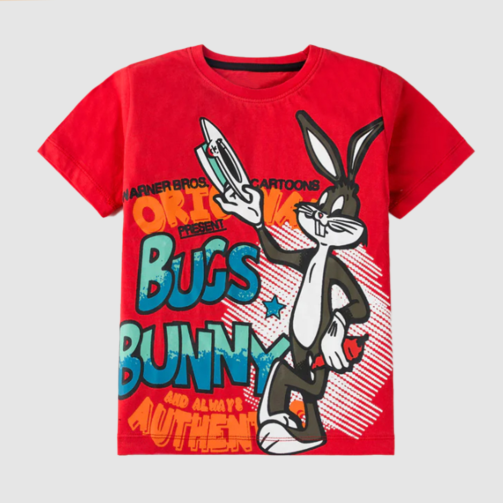 Kids Red Bugs Bunny T-Shirt Featuring Cartoon Graphic