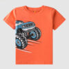 Boys Orange T-Shirt with Blue Monster Truck Graphic