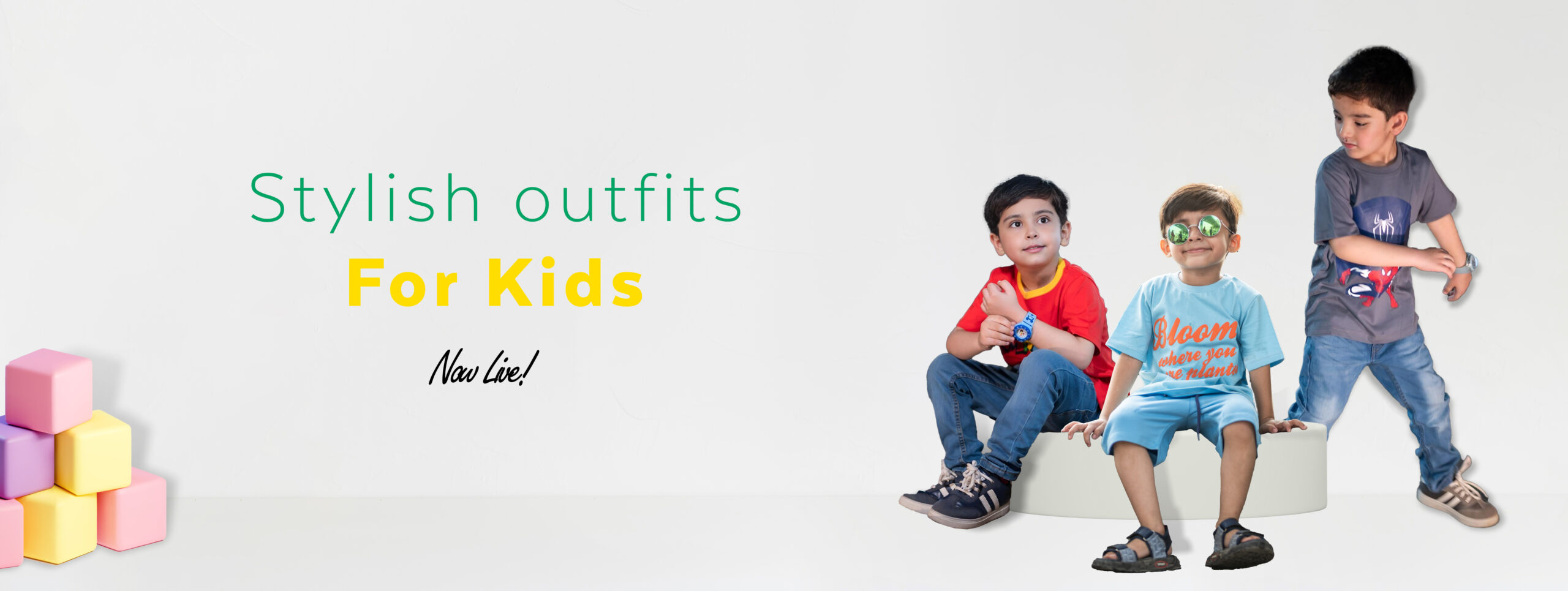 Boys Wearing Stylish Outfits in Kidswear Banner