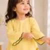 Girls Floral Scallop Set in yellow, close-up view
