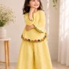 Girls Floral Scallop Set in yellow, full-body view