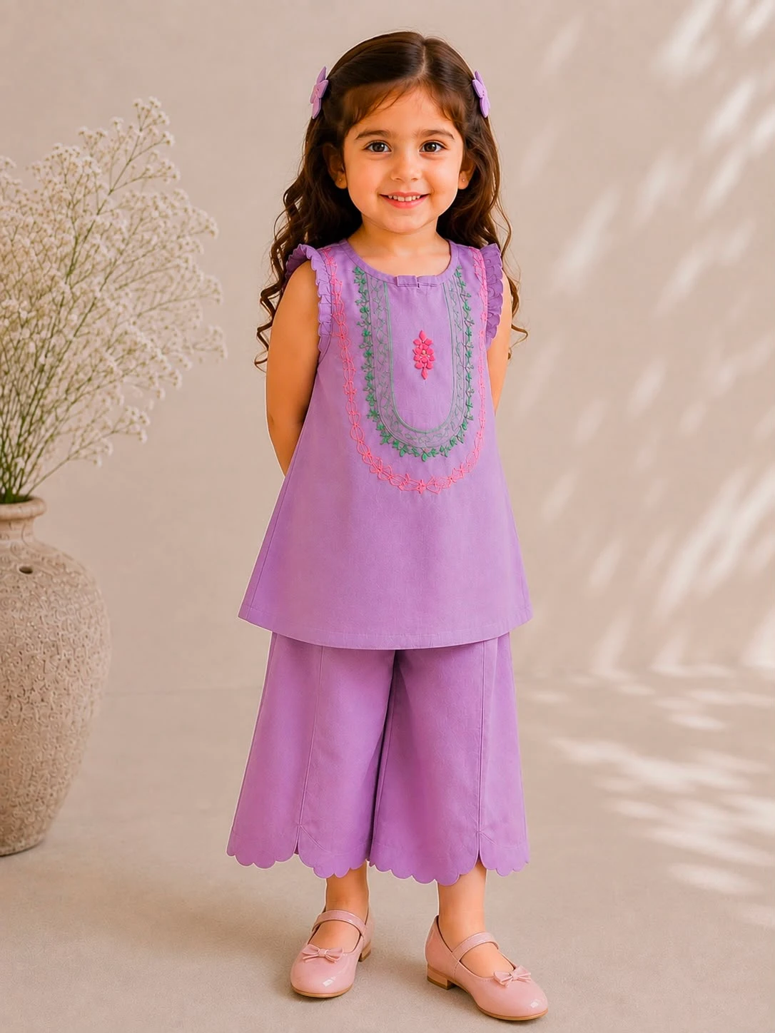 Lavender Bloom 2-Piece Suit, close-up view